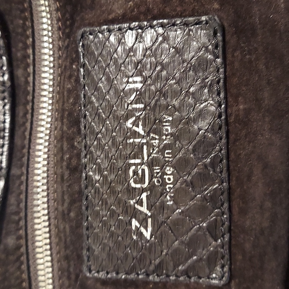Zagliani Black Shiny Python Soho Slouchy Large Pu… - image 6
